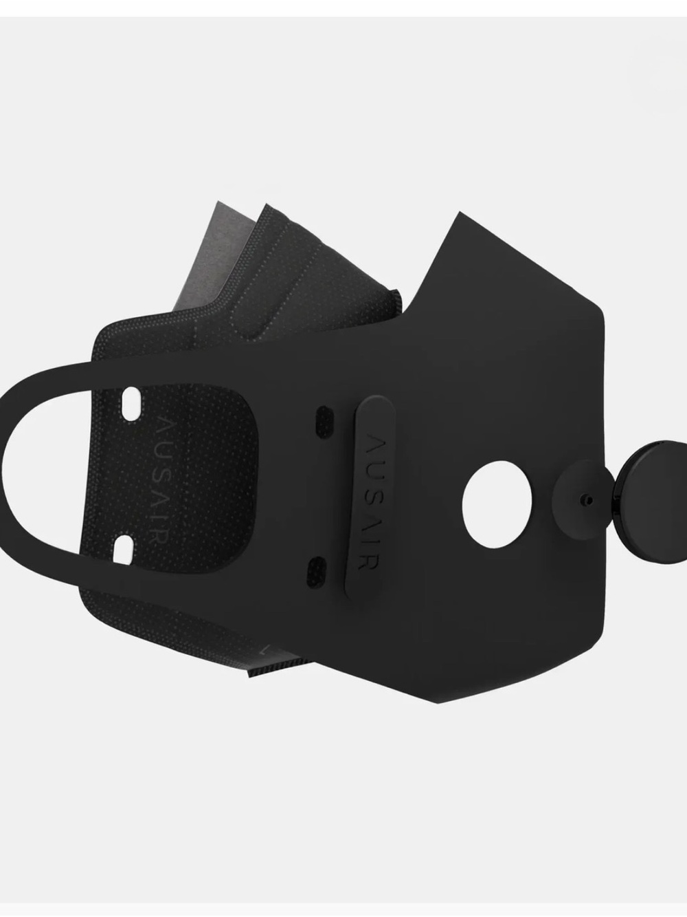 AUSAIR Matte Black Reusable Face Mask with Removable Valve